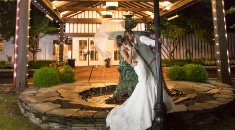 Bride and Groom Outside Normandy Farm