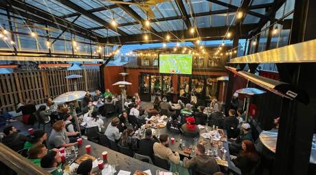 Fans watch the Eagles game at Jasper's Backyard - Conshohocken