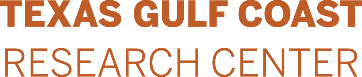 Burnt orange word mark that reads Texas Gulf Coast Research Center