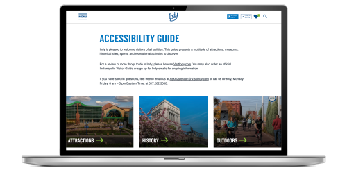 A screenshot of Visit Indy's accessibility guide