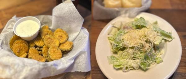 Texas Roadhouse: Caesar salad & fried pickles