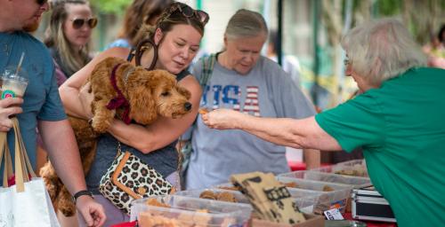 Farmers Market guests with pup