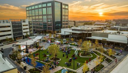 District 121 from above_drone shot_sunset