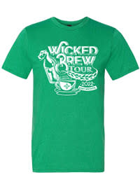 A green T-shirt with the 2022 Wicked Brew Tour logo