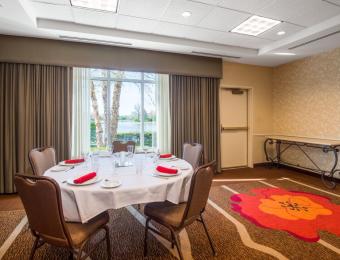 Banquet Rooms, looking out onto beautiful Bradley Fair Lake, are available for meetings and events.