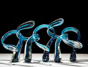 Infinity Glass blue swirls Visit Wichita