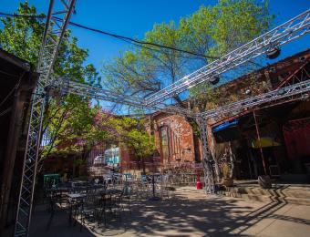 Our patio is connected to the Brickyard-- an outdoor live music venue.