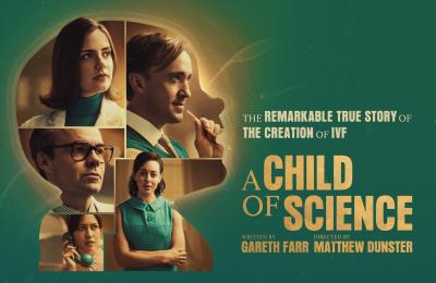 A green poster for A Child of Science featuring the cast - Credit Bristol Old Vic