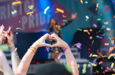 Hands in the air at Bristol Pride
