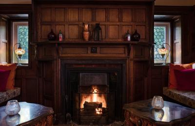 Lounge and fireplace at Berwick Lodge - CREDIT Alicia Victoria