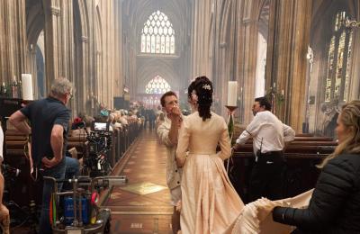 The Forsytes filming at St Mary Redcliffe Church in Bristol - credit Mammoth Screen