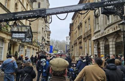 Young Sherlock filming on Broad Street in Bristol - credit Dominic Parker