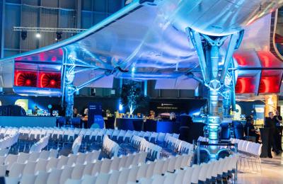 Aerospace Bristol event setup under Concorde