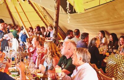 People attending at feast at Valley Fest near Bristol - credit Valley Fest