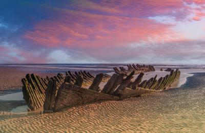 RS SS Nornen on Berrow beach in North Somerset - credit Dave Peters Visit Weston