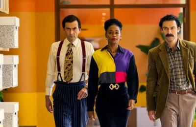 Cast of Rivals walking in hallway - credit Disney+