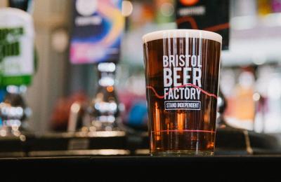 Pint of Bristol Beer Factory beer on bar in pub - credit Bristol Beer Factory
