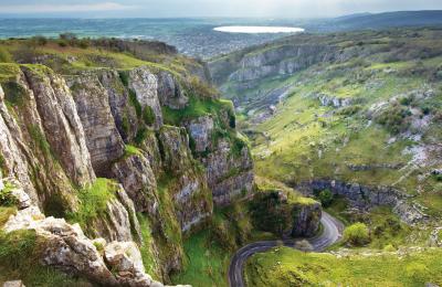 An exterior view of Cheddar Gorge, near Bristol