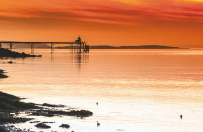 A view of Ladye Bay in Clevedon near Bristol at sunset - credit Dave Peters