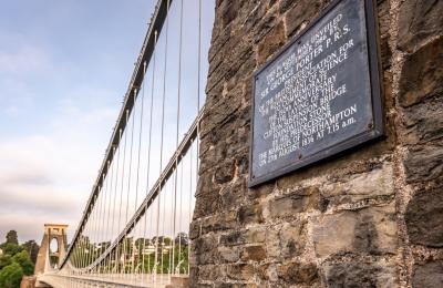 The sign o n the Clifton end of the Clifton Suspension Bridge in West Bristol - credit Lee Pullen Photography for Clifton Suspension Bridge Trust