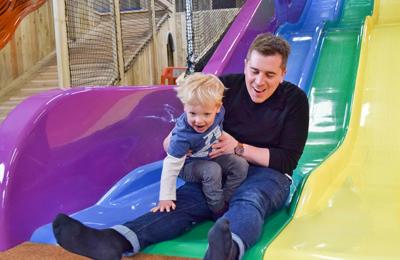 A father and his son on one of the slides at Avon Valley Adventure & Wildlife Park near Bristol - credit Avon Valley Adventure & Wildlife Park