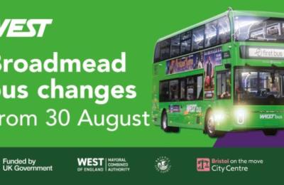 Travel West poster talking about the Broadmead bus changes