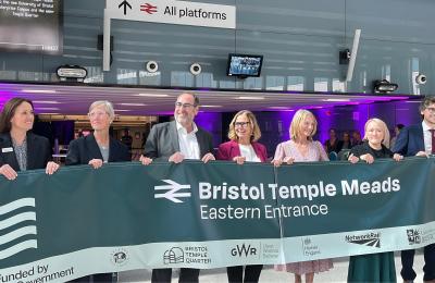 Mayor Helen Godwin opening new east enterenace at Bristol Temple Meads