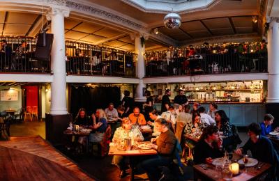 Old Market Assembly venue packed with people enjoying a meal