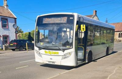 A white The Big Lemon X91 bus in North Somerset - credit The Big Lemon