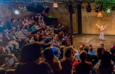 A performer on stage at The Wardrobe Theatre on Old Market, East Bristol - credit Paul Blakemore