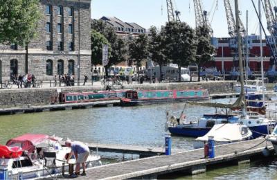 View of Bristol Harbour pontoons and Arnolfini - credit Bristol Harbour Activated