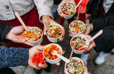 Group holding food samples - credit Food Tours of Bristol