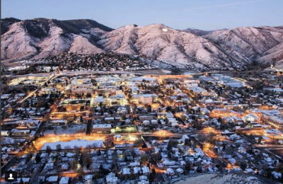 View of Golden with Snow