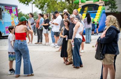 Family smiling and having fun in Downtown McKinney