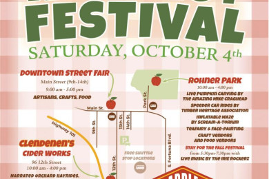 Apple Harvest Festival in Fortuna, California, showcasing local produce and family-friendly activities.
