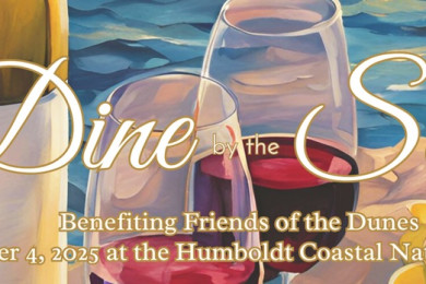 Indoor dining event featuring local seafood in Manila, California, by the ocean.