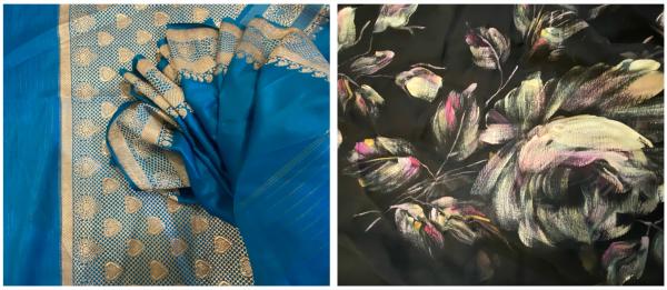 Close ups of Sari fabric that belonged to Nahid