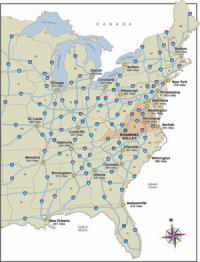 Eastern US road map