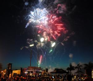 Fireworks over Charlotte Harbor in Punta Gorda, Florida