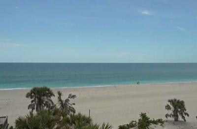 Englewood Beach on a bright June day, waiting for waders, swimmers, shell and fossilized shark tooth hunters, and everyone else to come enjoy.