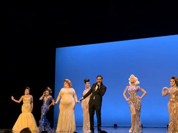 Contestants on stage at Miss Gay Latina Asheville