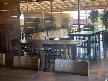 Dining Tables on Patio at the Banty Rooster at Ard's Farm