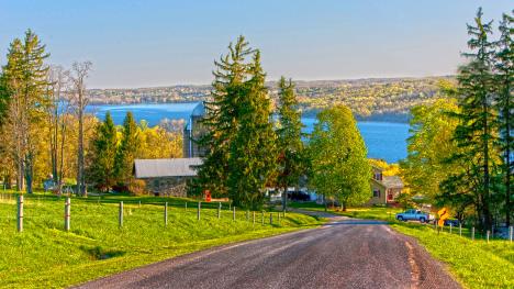 Roadside view of Owasco Lake