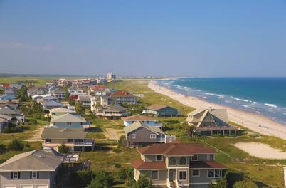 aerial view of beach homes