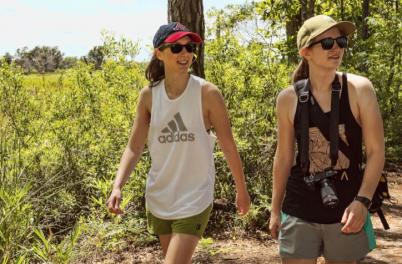 Two women hiking in Carolina Beach State Park