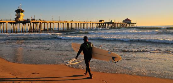 Surfing in Huntington Beach