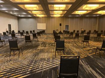 Oakland Marriott City Center Meeting Space with spaced seating