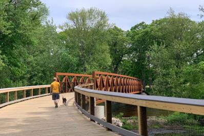 Man on bridge