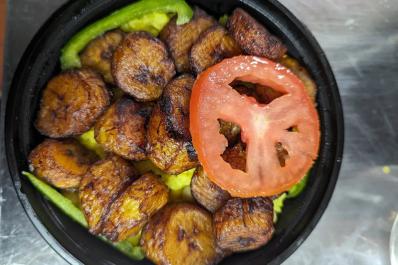Plantains with tomato on top