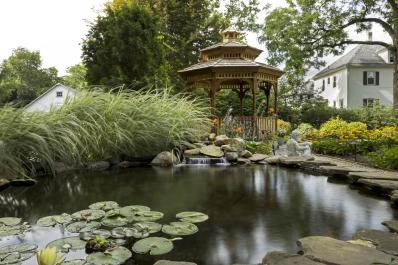 Gazebo and pond